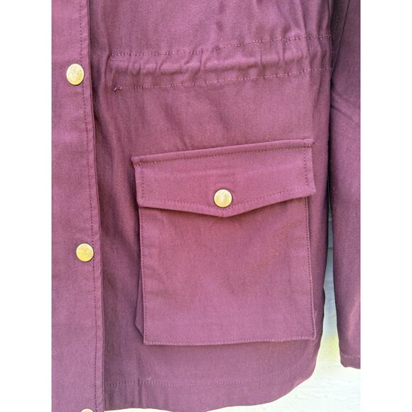 Eden Society Holly Cargo Jacket Contrast Hood Stretch Lightweight Burgundy Red S - Picture 4 of 6